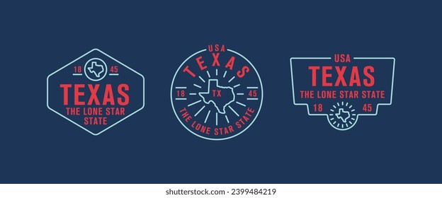 Texas - El estado de la estrella solitaria. Logo del estado de Texas, etiqueta, afiche. Afiche de época. Imprimir para camisetas, tipografía. Ilustración del vector