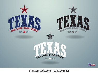 Texas The Lone Star State With Mini Map, Vector Eps 10.