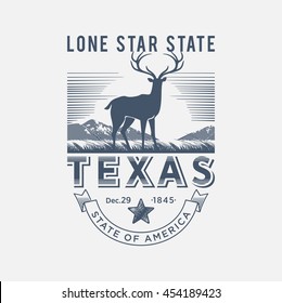 Texas Lone star state, a stylized emblem of the state of America, deer, blue color