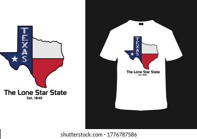Texas el diseño de camisetas de estado de estrella solitaria, camiseta de tipografía, ropa, vector, eps 10,