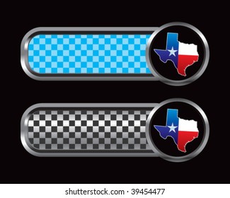 Texas lonestar state on blue and black checkered banners