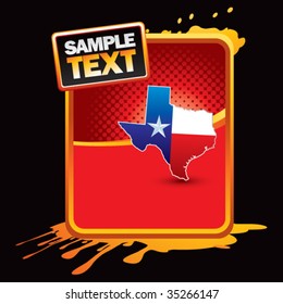 Estado lonestar de Texas en banner de splat naranja
