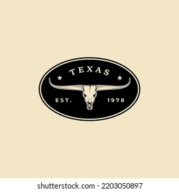 texas long horn badge logo vintage vector symbol illustration design
