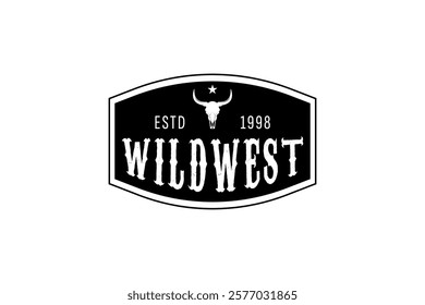 Texas Longhorn Buffalo Bull Cattle Livestock Farm Ranch countryside Country Western Vintage Label Logo Design