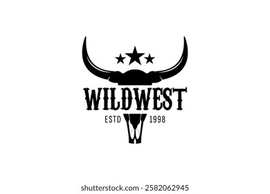 Texas Longhorn Buffalo Bull Cattle Livestock Farm Ranch countryside Country Western Vintage Label Logo Design