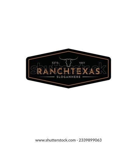 Texas Longhorn Buffalo Bull Cattle Farm Ranch countryside Country Western Vintage Retro Logo Design