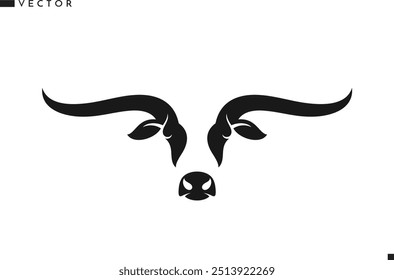 Texas longhorn bull logo. Isolated longhorn bull head on white background. Wild animal sign