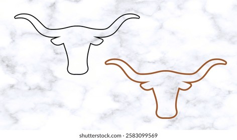 Texas Longhorn cattle Cut out, Outline style, Bull Icon Vector stock illustration
#B1