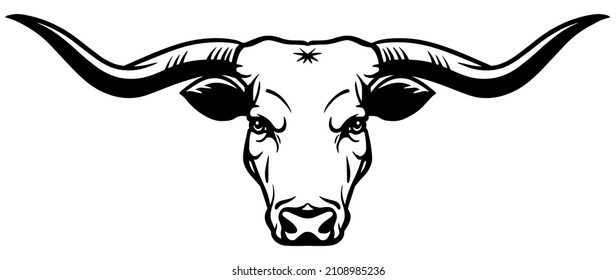 texas longhorn cattle head icon logo