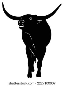 Texas Longhorn cattle icon, Cattle bull with big and wide horn vector Illustration
