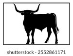 Texas Longhorn cattle icon, silhouette of a longhorn cattle