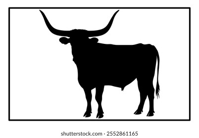 Texas Longhorn cattle icon, silhouette of a longhorn cattle