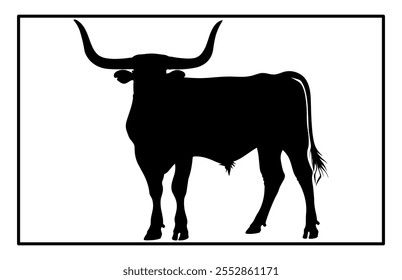 Texas Longhorn Rindersymbol, Silhouette eines Langhornrindes