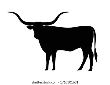 Texas Longhorn Cattle Icon, Vector Illustration