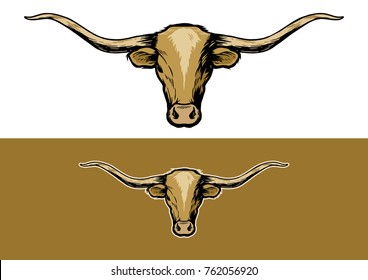 Texas Longhorn Cattle Illustration