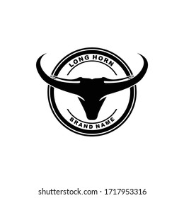 Texas Longhorn, Country Western Bull Cattle Vintage Label Logo Design