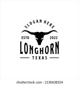 Texas Longhorn. Country Western Bull Cattle Vintage Label Logo Design for Family Countryside.