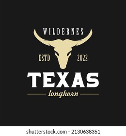 Texas Longhorn. Country Western Bull Cattle Vintage Label Logo Design for Family Countryside.