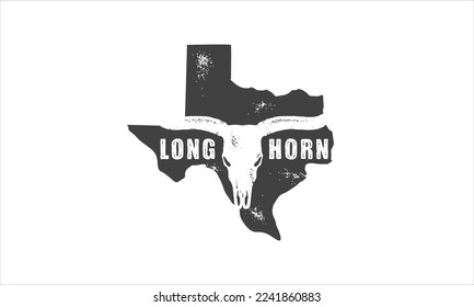 Texas Longhorn, Country Western Bull Cattle Vintage Label Logo Design