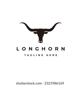 Texas Longhorn, Country Western Bull Cattle Vintage Label Logo Design Vector Illustration