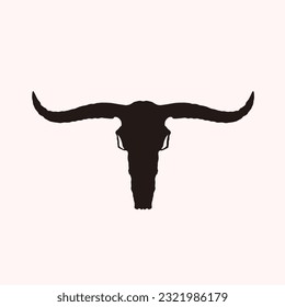 Texas Longhorn, Country Western Bull Cattle Vintage Label Logo Design Vector Illustration