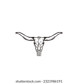 Texas Longhorn, Country Western Bull Cattle Vintage Label Logo Design Vector Illustration