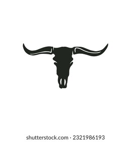 Texas Longhorn, Country Western Bull Cattle Vintage Label Logo Design Vector Illustration