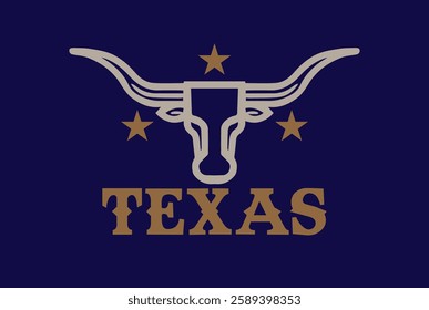 Texas Longhorn emblem with a bold star in a circular design. Available in multiple colors, this vector symbolizes Texan pride and heritage. Ideal for T-shirt prints, branding, logos, and souvenirs.