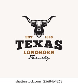 Texas Longhorn Farm Ranch Cow Bull Buffalo Livestock Countryside Logo Design