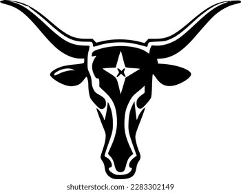 Texas Longhorn Head | Minimalist and Simple Silhouette - Vector illustration
