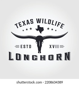 Texas Longhorn logo, Country Western Bull Cattle Vintage Retro Logo Design