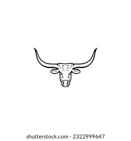 Texas Longhorn logo, Country Western Bull Cattle Vintage Retro Logo Design