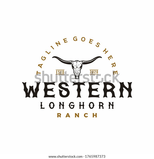 Texas Longhorn logo, Country Western Bull Cattle\
Vintage Retro Logo\
Design