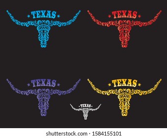 Texas longhorn logo design concept, gradient color collection, vector eps