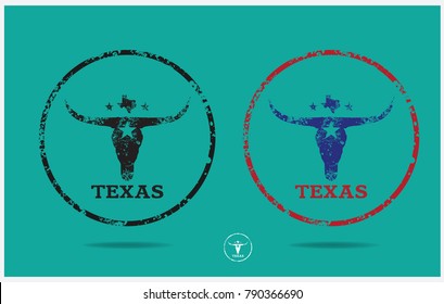 texas longhorn with map  vintage style.