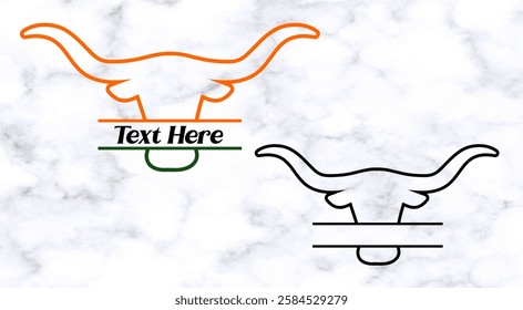 Texas Longhorn Monogram Cut out, Outline style, Bull Icon Vector stock illustration
#B2