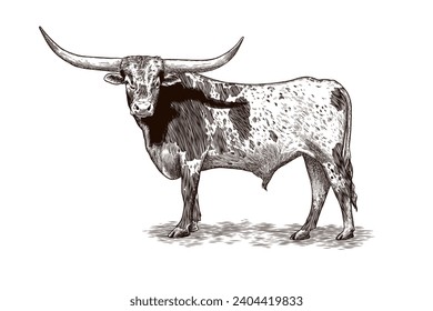 Texas longhorn vector illustration in vintage style