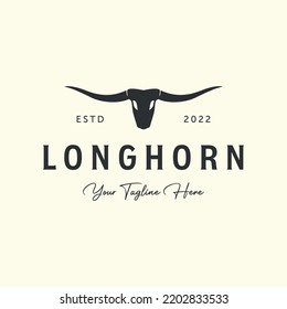 texas longhorn with vintage style logo vector icon design. western bull template illustration