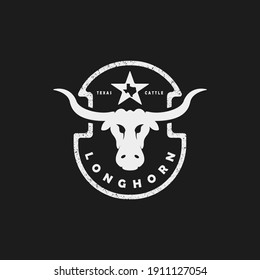 Texas longhorn, western bull label logo design illustration
