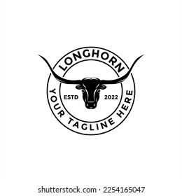 Texas Longhorns. Country Western Bull Cattle Label Logo Design