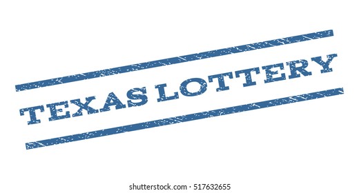 Texas Lottery watermark stamp. Text tag between parallel lines with grunge design style. Rubber seal stamp with unclean texture. Vector cobalt blue color ink imprint on a white background.