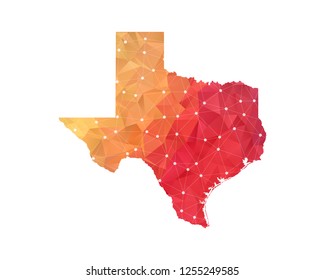 Texas Map - Abstract geometric rumpled triangular low poly style gradient graphic on white background , line dots polygonal design for your . Vector illustration eps 10.