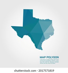 TEXAS Map Abstract geometric rumpled triangular low poly style gradient graphic on white background