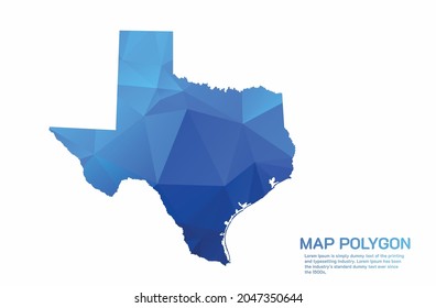 TEXAS Map Abstract geometric rumpled triangular low poly style gradient graphic on white background