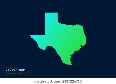 Texas map of abstract gradient green blue concept with technology light effect vector.