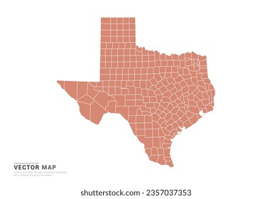 Texas Map - abstract style orange isolated on white background for design vector.