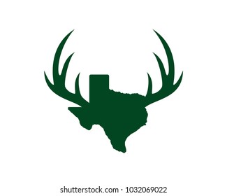 Texas Map with Antlers of the Deer Symbol Logo Vector