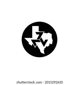 Texas Map in black circle  Three Seven number  Vector Logo Design 