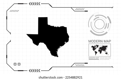Texas map of black digital frame HUD, GUI, UI interface technology radar vector.