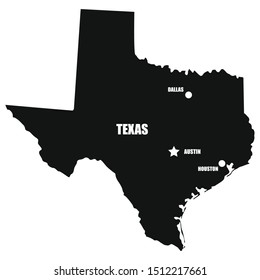 Texas map in black on a white background